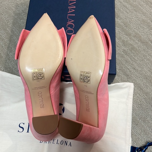 Silvia Lago Alicia 100 pink suede bow pumps Size 38 - Picture 4 of 4